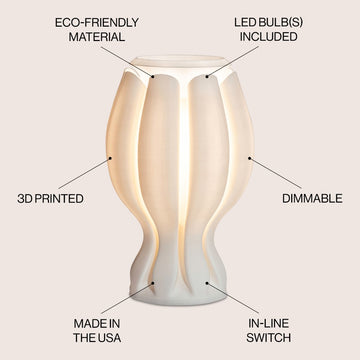 Flower Tropical Coastal Plant-Based PLA 3D Printed Dimmable LED Table Lamp - JONATHAN Y